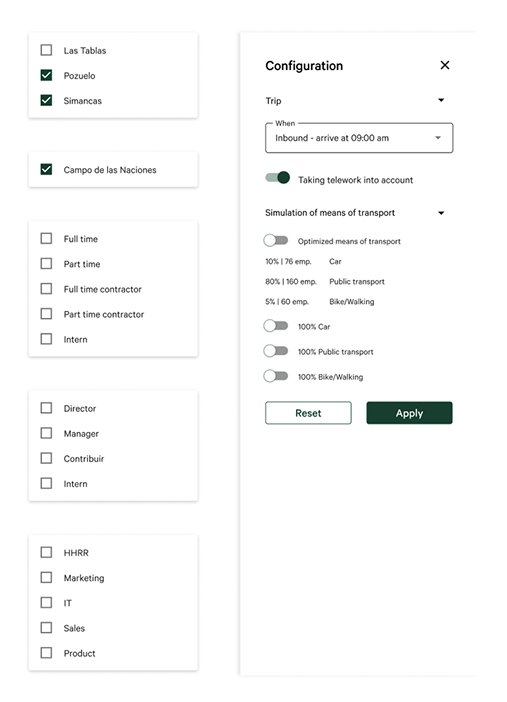 Filters and configuration panel redesigned